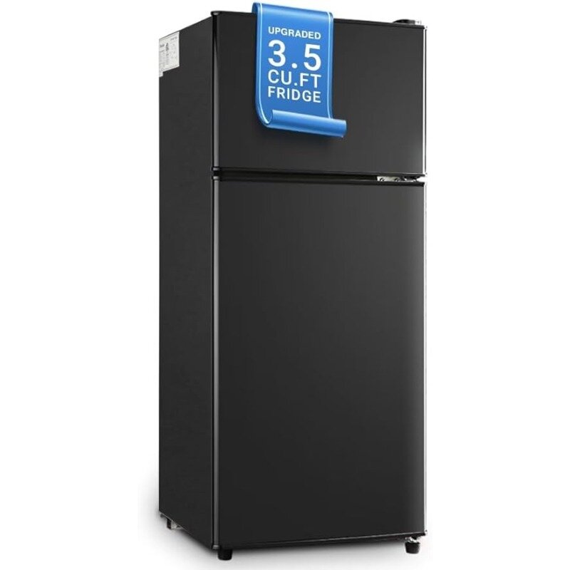 冷蔵庫用ミニ冷蔵庫,2ドア,コンパクト,7レベル,調整可能なサーモスタット,取り外し可能な棚付き