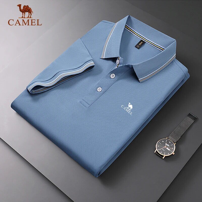 Polo brodé CAMEL pour homme, haut à manches courtes, chemise d'affaires décontractée, haute qualité, nouveau, été