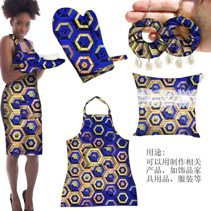 6 yard/lot kain Afrika pola biru bahan poliester untuk gaun wanita jahit tangan kain Ankara kain lilin
