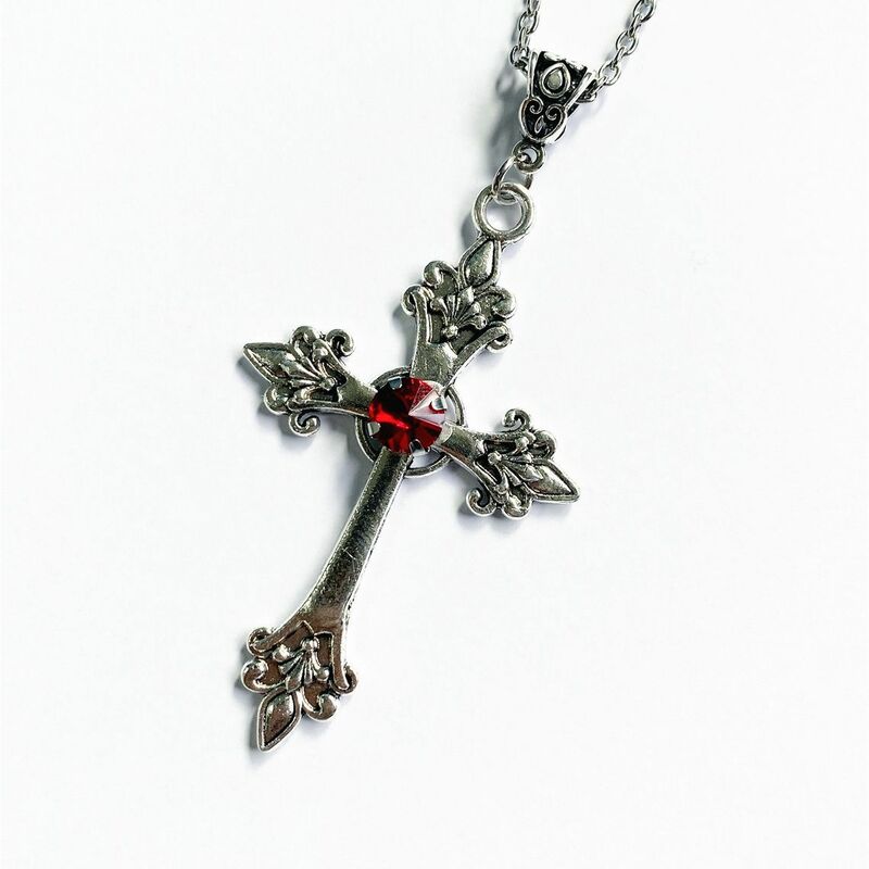 Kreuz Anhänger Halskette gotischen Stil Zirkon eingelegt Anhänger