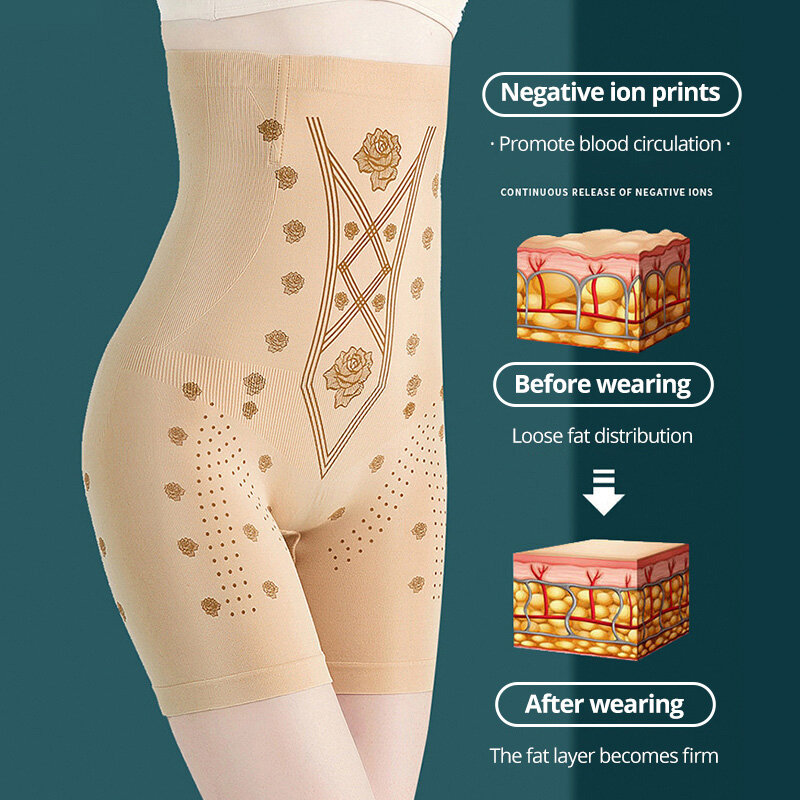 Flarixa High Waist Shaping Panties Women's Slimming Underwear Postpartum Tummy Control Shorts Negative Ion Panties Body Shaper