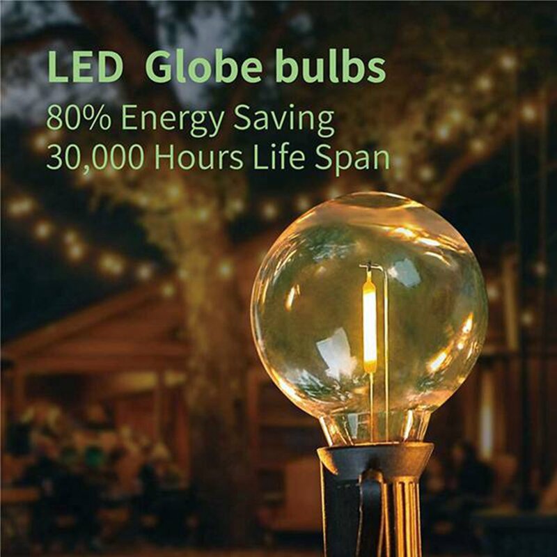 飛散防止LED交換用ライト電球、ソーラーストリングライト用グローブ電球、ウォームホワイト、g40、e12スクリューベース、6個