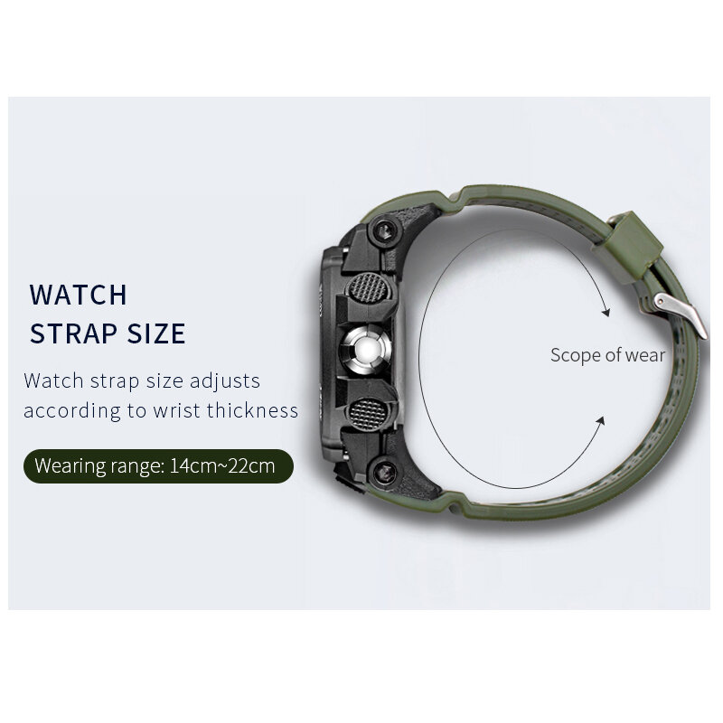 SMAEL – montre-bracelet à Quartz pour homme, étanche 50M, alarme, nouveau Sport, 1545D, double affichage, style militaire