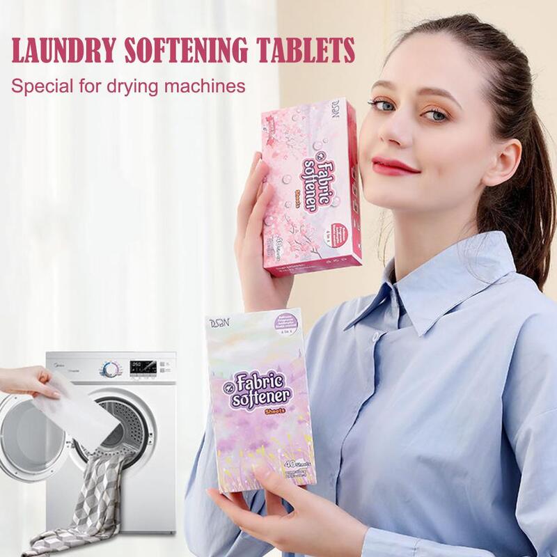40pcs Fabric Softener Sheet For Dryers Reduce Static Absorption Lasting Fragrance Effective Antibacterial Clothes Softness Sheet