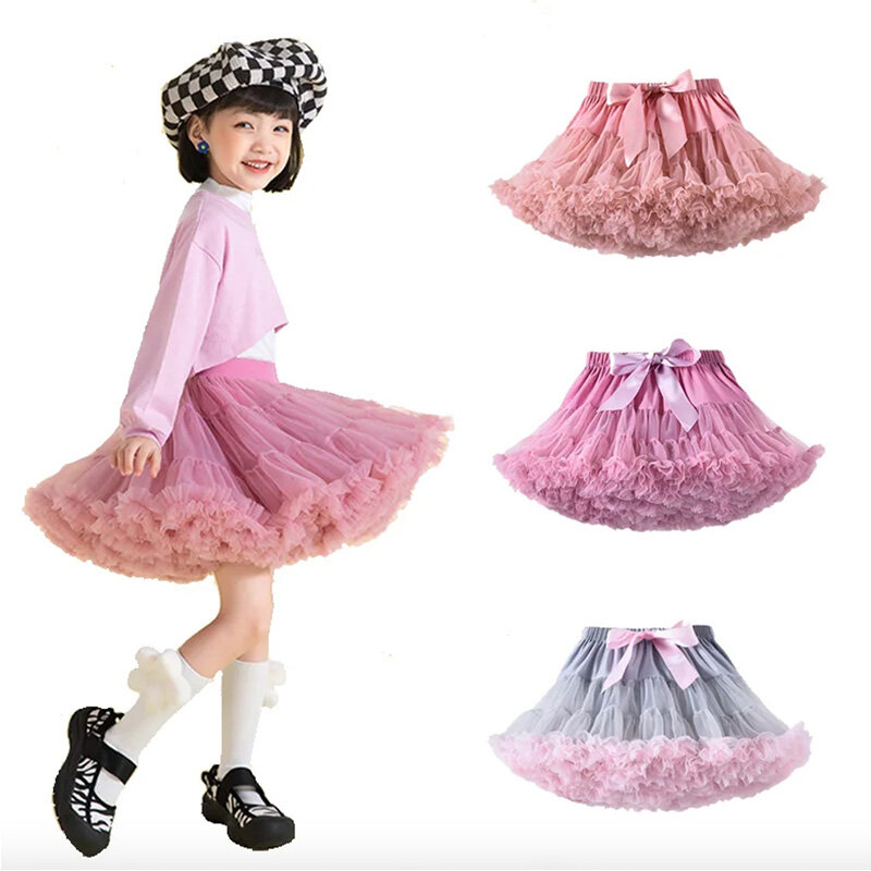 Dziewczynek tiulowa spódnica Tutu baleriny Pettiskirt puszyste dzieci spódnice baletowe na imprezę taniec księżniczka dziewczyna Tulle ubrania 1-10Y