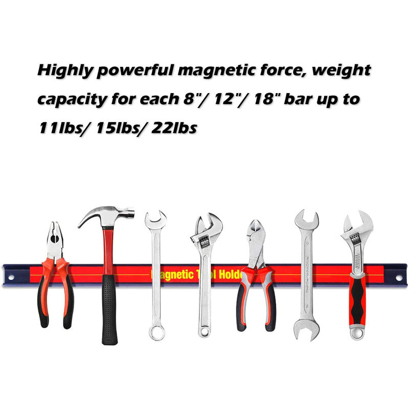 Soporte de herramientas magnético, barra de herramientas magnética resistente, estante de tira, ahorro de espacio y fuerte organizador de Metal, estante de almacenamiento para llave de cuchillo