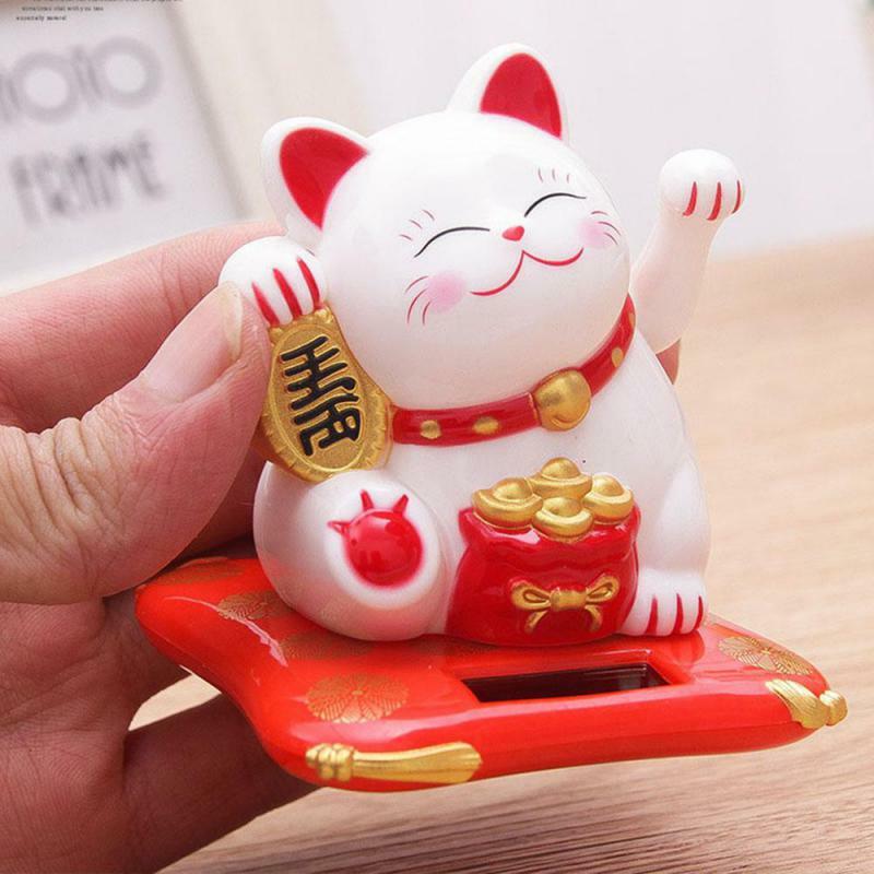 Gato chino de la suerte para decoración del hogar y la Oficina, adorno de dibujos animados con mano onduladora de riqueza para adornar el brazo
