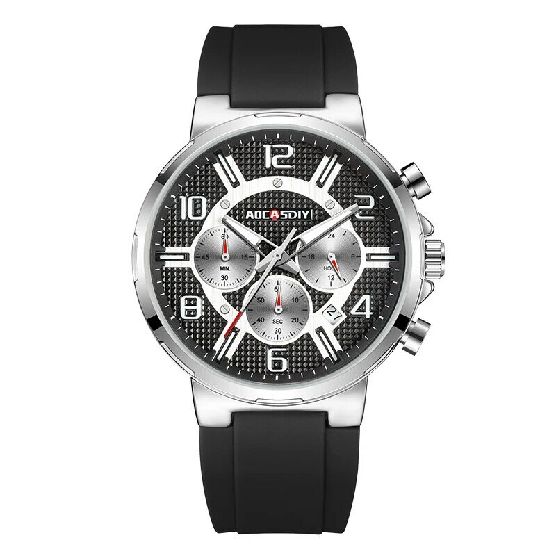 Aocas-luxuoso relógio de quartzo para homens, relógio de pulso esportivo à prova d'água com pulseira de silicone, marca superior, moda, diy