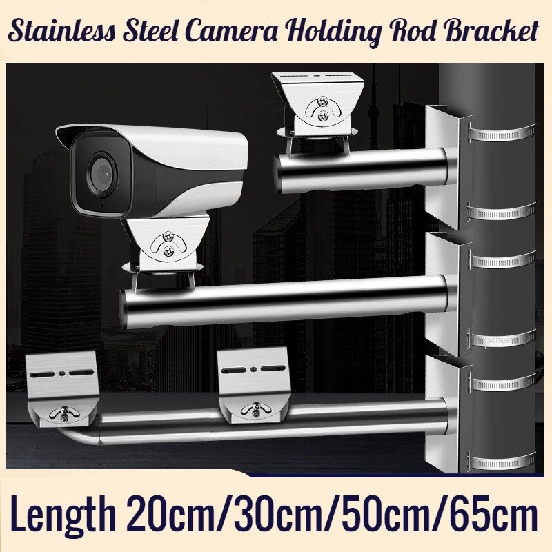 Suporte de haste de aço inoxidável universal Montagem de câmera CCTV Suporte de pólo vertical Cabeça de Duckbill 360 graus ajustável