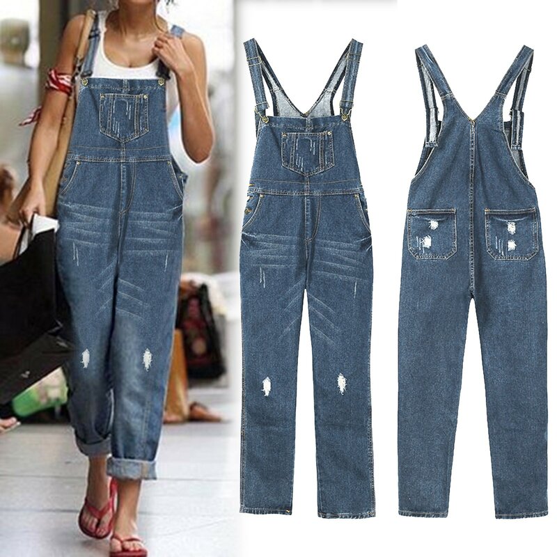 2024 Damen Sommer mode Denim Overall mit Pocket spring Loose Jeans Stram pler weibliche Streetwear Casual Plays uit