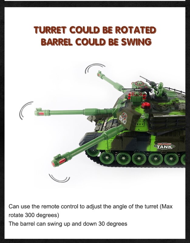 Tanques de batalla de tanque súper RC para niños, juguetes de lanzamiento, vehículo de control remoto rastreado a campo traviesa, cargador, 1/30