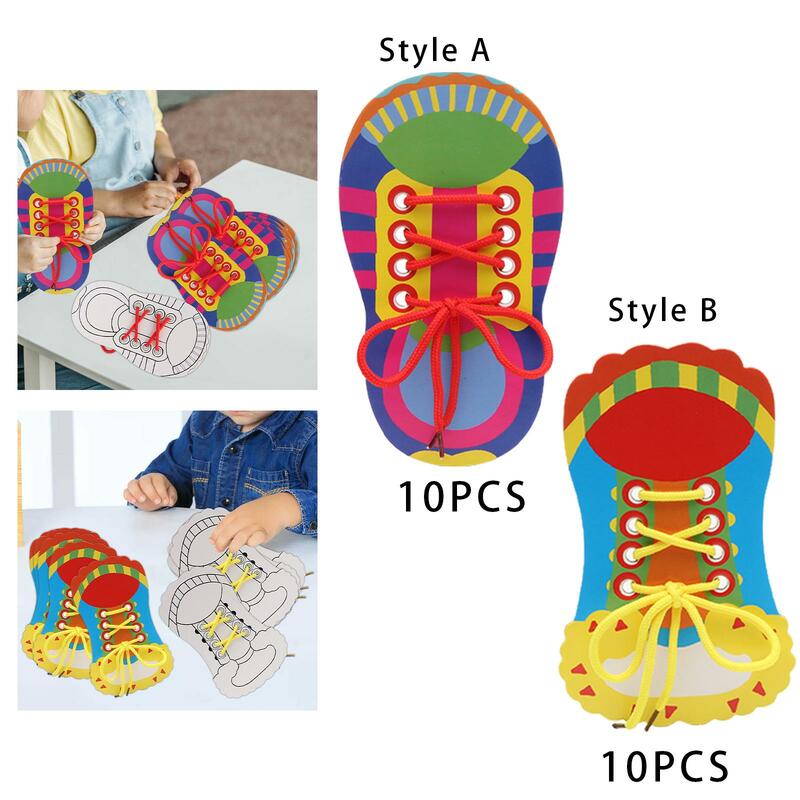 10x Busy Boards Tie Shoelaces Developmental Learning Skill Toy Montessori Toy for Children 3+ Age Boys Girls Sensory Toys