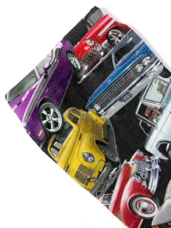 Cool Retro Classic Cars 3D Meias para Homens e Mulheres, Meias de Moda Japonesa, Meias em Movimento, Marca de Luxo