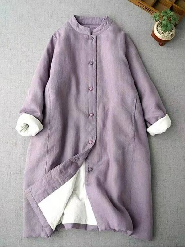 Abrigo holgado de gran tamaño para mujer, parka acolchada larga de algodón con botones, estilo japonés, ropa de abrigo de invierno, 2023