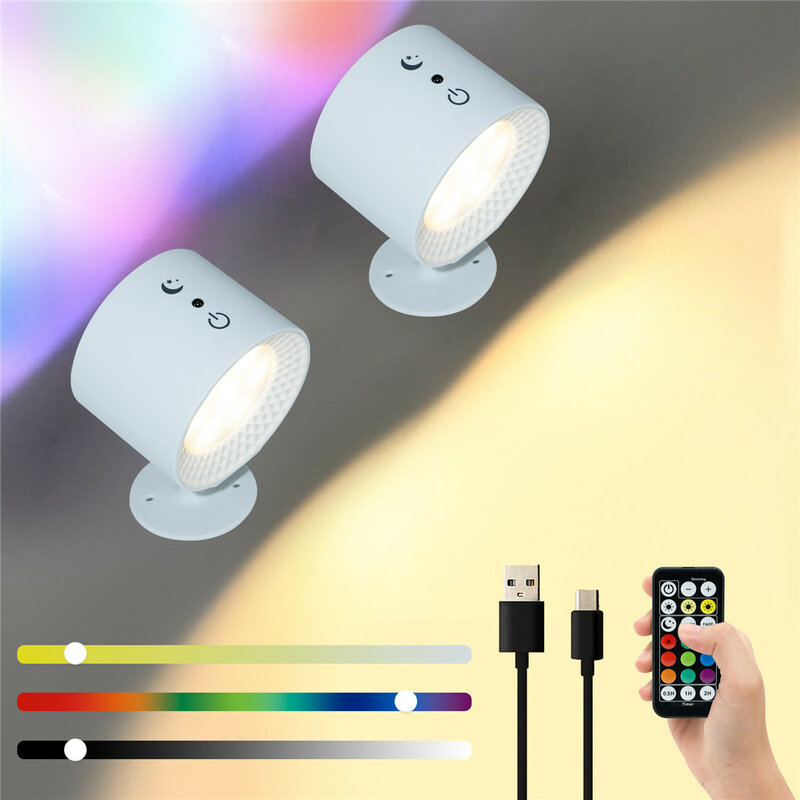 Rechargeable Touch Bedside Magnetic Wall Lamp Light Wireless With Remote Control Stepless Dimming