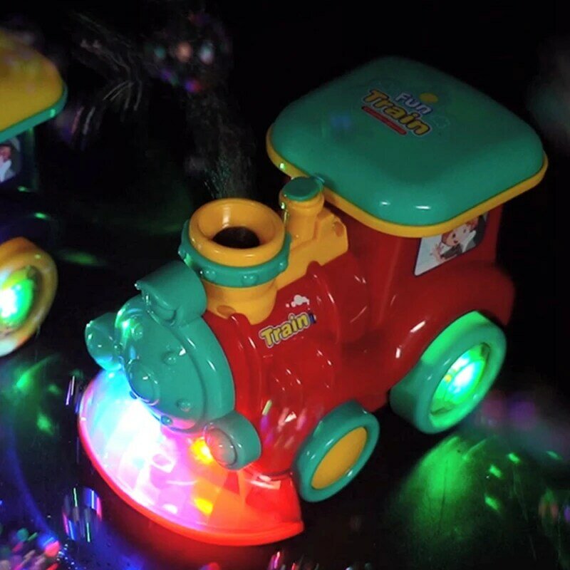 Mainan kereta tiup gelembung dengan lampu, benjolan bergerak suara dan pergi uap lokomotif untuk anak-anak untuk anak laki-laki dan perempuan