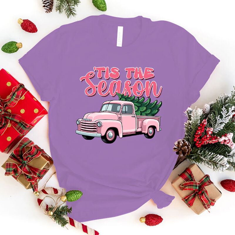 Mode Weihnachten ist die Saison drucken T-Shirt Mädchen T-Shirt Soft Print Top Unisex T-Shirt Kleidung lässig O-Ausschnitt Kurzarm