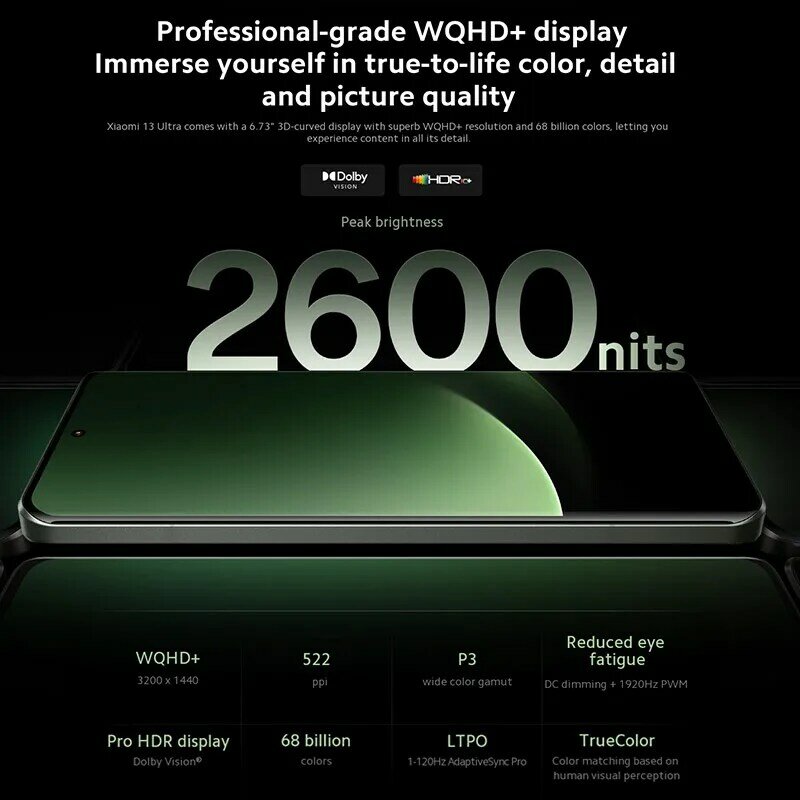 هاتف ذكي Xiaomi-Mi 13 Ultra ، Rom عالمي ، 5G ، Snapdragon®كاميرا Leica بشاشة AMOLED ، الشحن التوربيني ، 8 Gen 2 ، 50mp ، 2K ، 50 W ، 90W