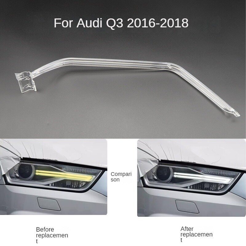 Placa guia de luz DRL para Audi Q3, tubo guia, farol diurno, olho de anjo, 2016-2018