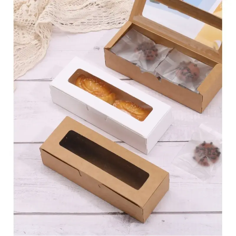 Caja de papel Kraft con ventana de PVC para embalaje de alimentos y pasteles, producto personalizado