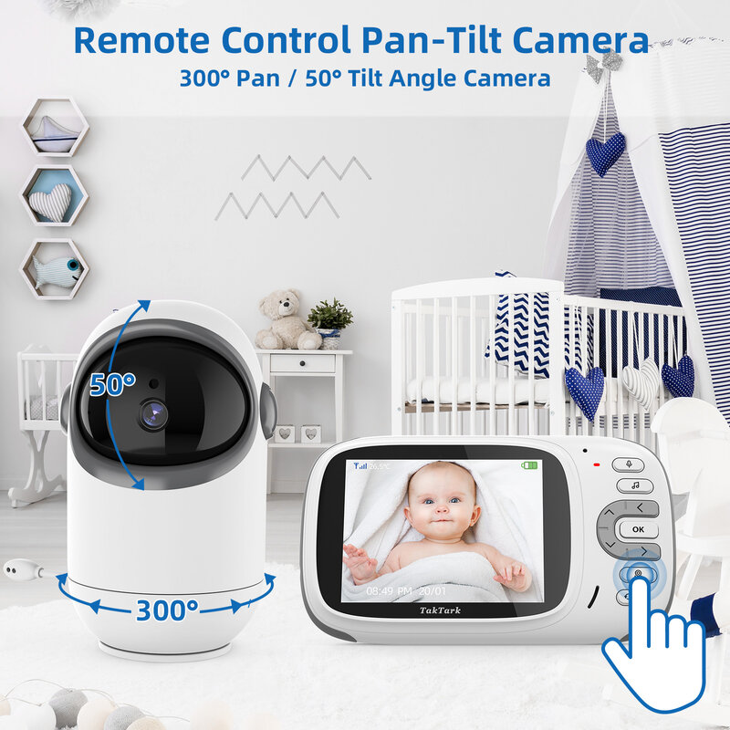 Top Baby Monitor Video da 3.2 pollici con telecamera Pan Tilt sicurezza Wireless visione notturna monitoraggio della temperatura interfono Nanny