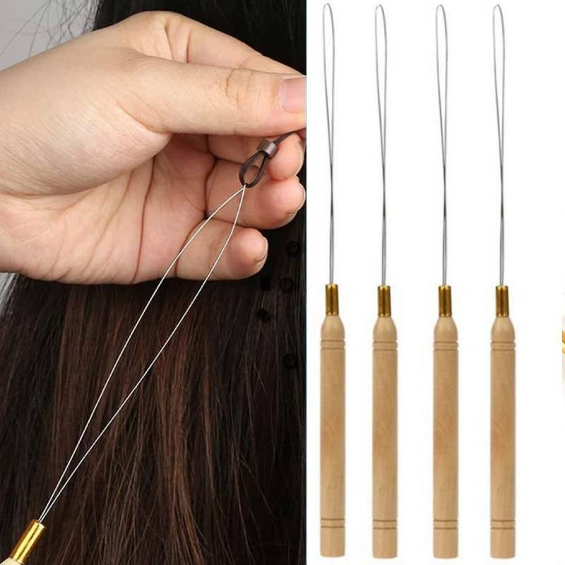 1 Stuks Micro Ring Hair Extension Haak Trekken Gereedschap Naald Gebruikt Met Haar Tang Kralen Micro Ringen Lus Threader Trekken Naald