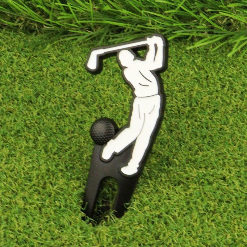 Narzędzie do naprawy ubytków w darni golfowy przypinka do czapki golfowej Marker do piłka golfowa narzędzie do naprawy znaczników metalowe zielone narzędzie przenośne do golfa