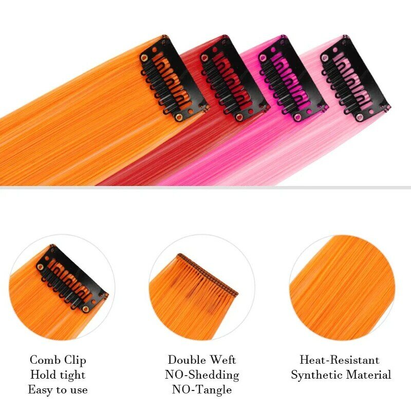 Mode Kleur Haarstukken Opknoping Oorverf Hair Extensions Kleur Strips Een Clip Lange Hair Extensions Voor Vrouw Dagelijks Gebruik