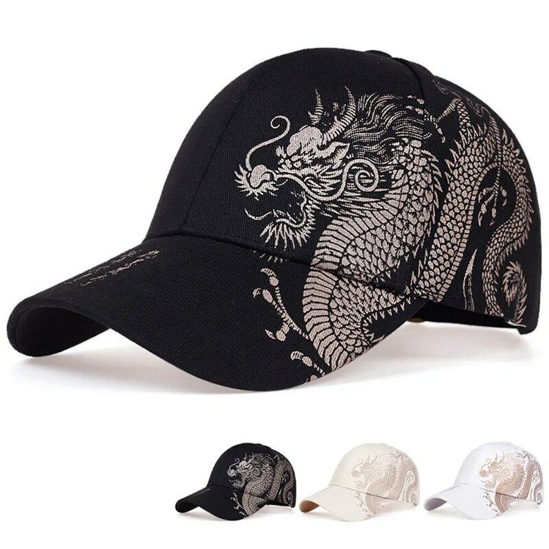Gorra de béisbol con patrón de dragón para hombre y mujer, gorro de pesca Unisex, ajustable, antisol, Hip Hop, versátil, estilo chino