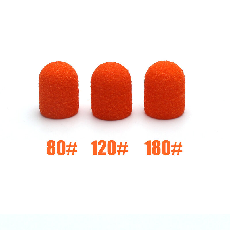 電気ネイルファイル,オレンジ色のサンディングキャップ10*15mm,マニキュアとペディキュア用,20個