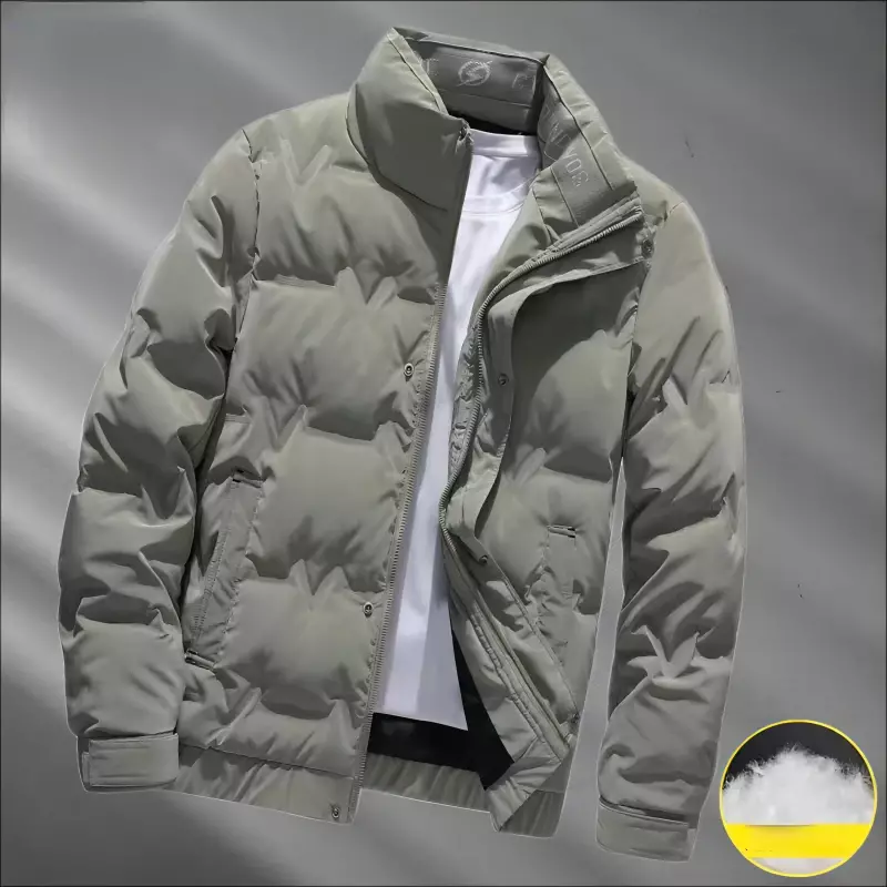 Jaqueta leve à prova de vento masculina, casaco quente, bombardeiro de gola alta, Zipper Parkas, roupa grossa, inverno