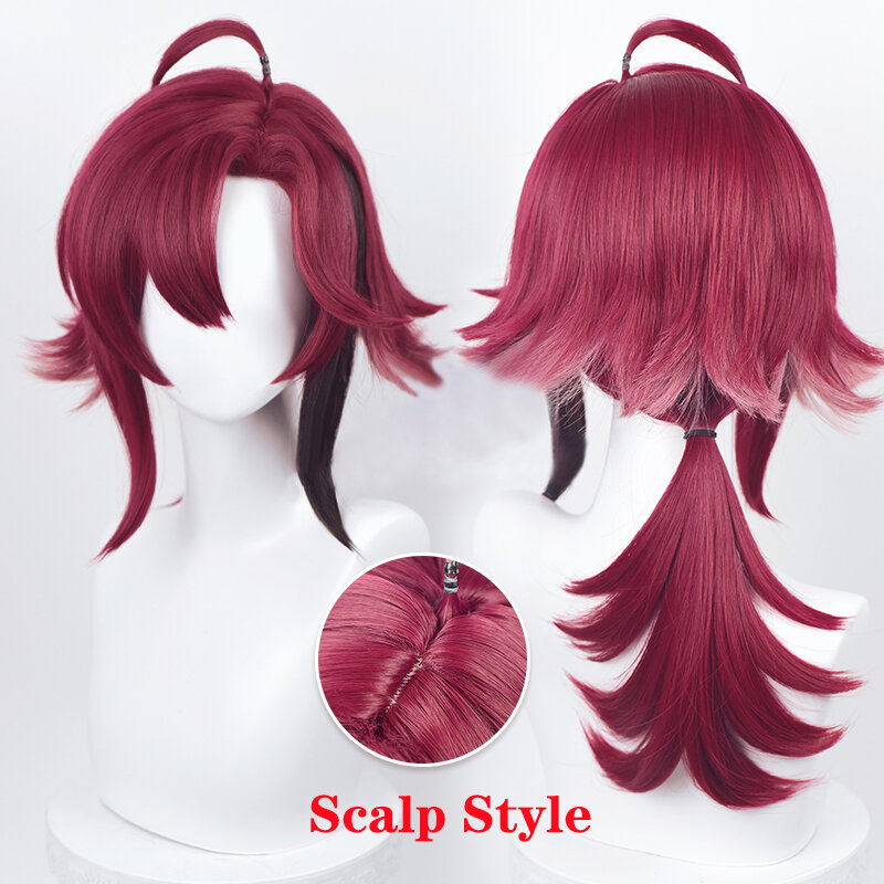 Wig Cosplay, Wig panjang 55cm, shimanoin Heizou, Cosplay Game gradien tahan panas rambut sintetis + topi Wig