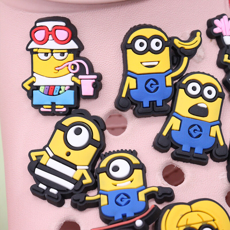 1-22PCS PVC Miniso Cartoon Minions Series Shoe Charms Sandals Shoes Accessories For Clogs Pins Garden Shoes Decorations Kid Gift