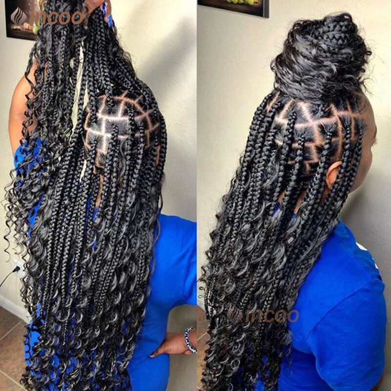 32-дюймовые искусственные фронтальные парики, богемная богиня, Плетеный парик для черных женщин, Страстные волнистые плетеные парики, предварительно выщипанные