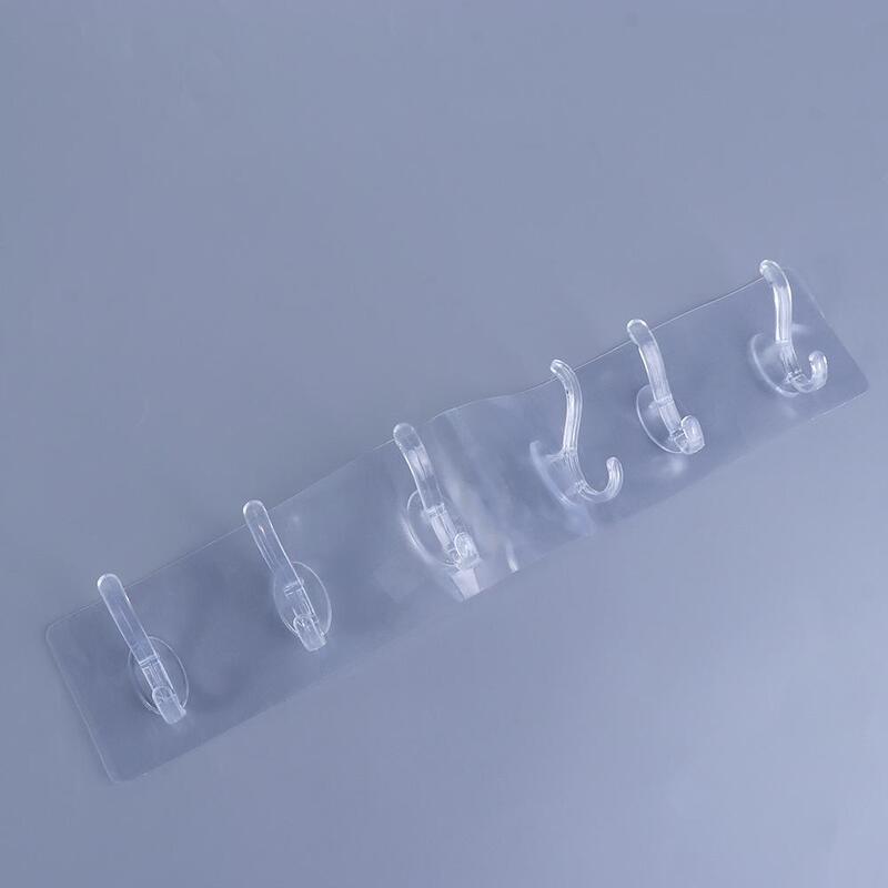 1/3/5/6 fila PVC autocoastion Traceless per bagno, appendiabiti da cucina ganci da parete appendiabiti portachiavi