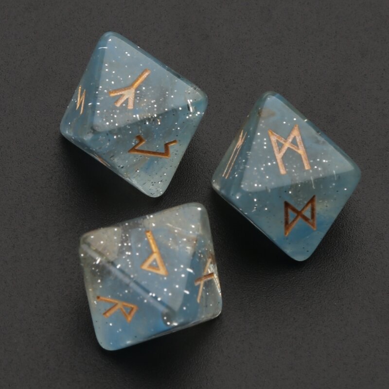 3 stuks 8-zijdige rune dobbelstenen polyhedrale waarzeggerij tafelbord rol dobbelstenen hars dobbelstenen