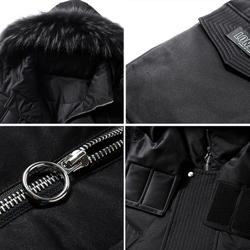 남성용 겨울 따뜻한 재킷, 두꺼운 캐주얼 후드 롱 다운 윈드 브레이커, 브랜드 코트, 특대형 블랙 방풍 파카, 2023 신상