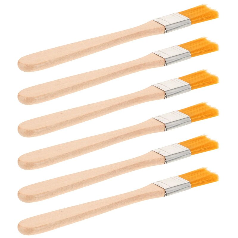 6 pezzi pennello pittura pulizia piccola spazzola riutilizzabile Sicorss Nylon portatile in legno mezzo pollice con manico