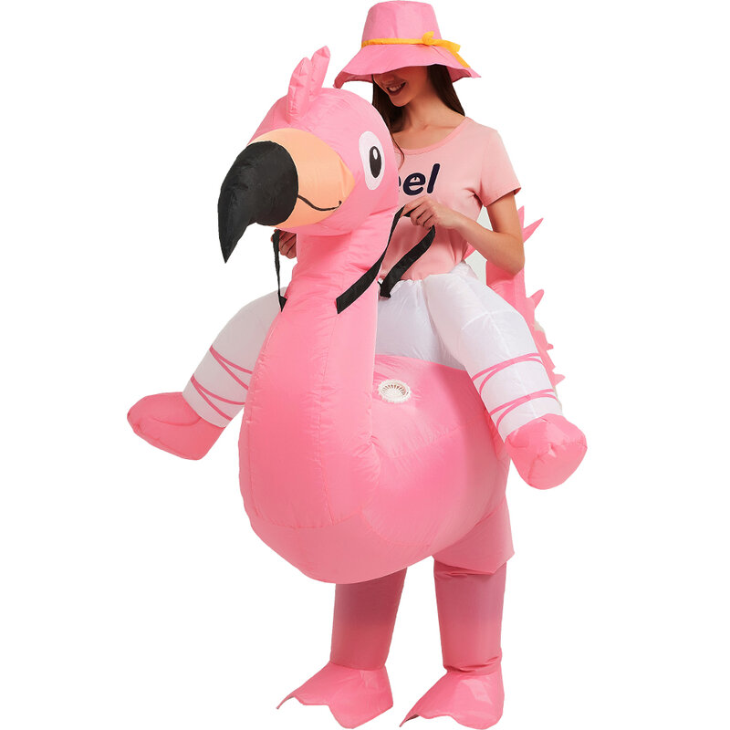 Disfraz inflable de flamenco para niños y adultos, disfraz de unicornio para montar en fiesta de Halloween