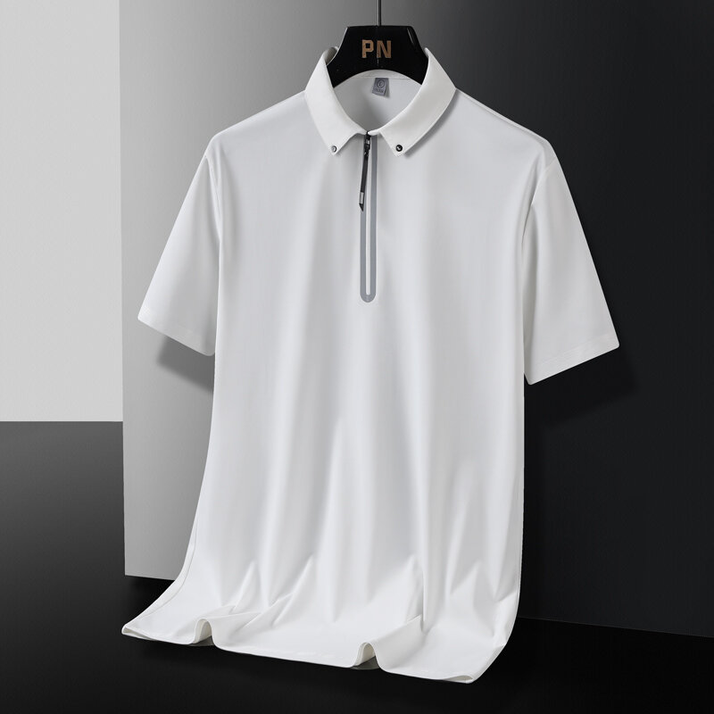 Kaus POLO kasual untuk pria, pakaian jalanan olahraga ukuran besar 5XL Hitam Putih Musim Panas 2024