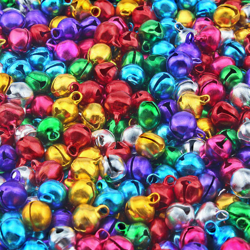 Loose Beads Small Jingle Bells, Artesanato Artesanal DIY, Natal Ano Novo Ornamento, Mix Cores, Decoração de Natal Presente, 50-300pcs