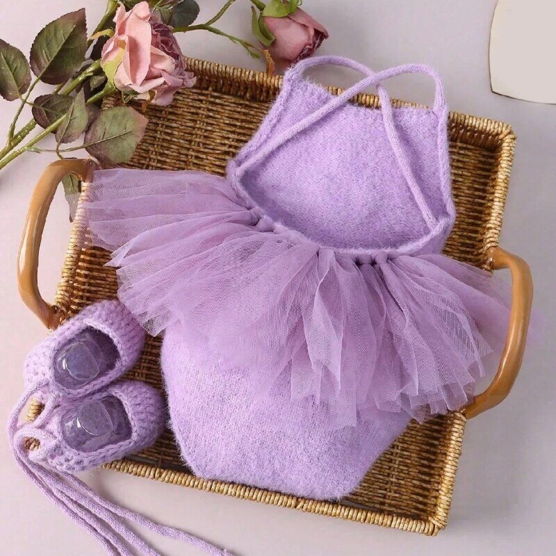 HUYU Baby Photo Shoot Clothes Infant Supply Newborn Photography Props Photography Costume Clothing Knitted Dress Shoes Outfit