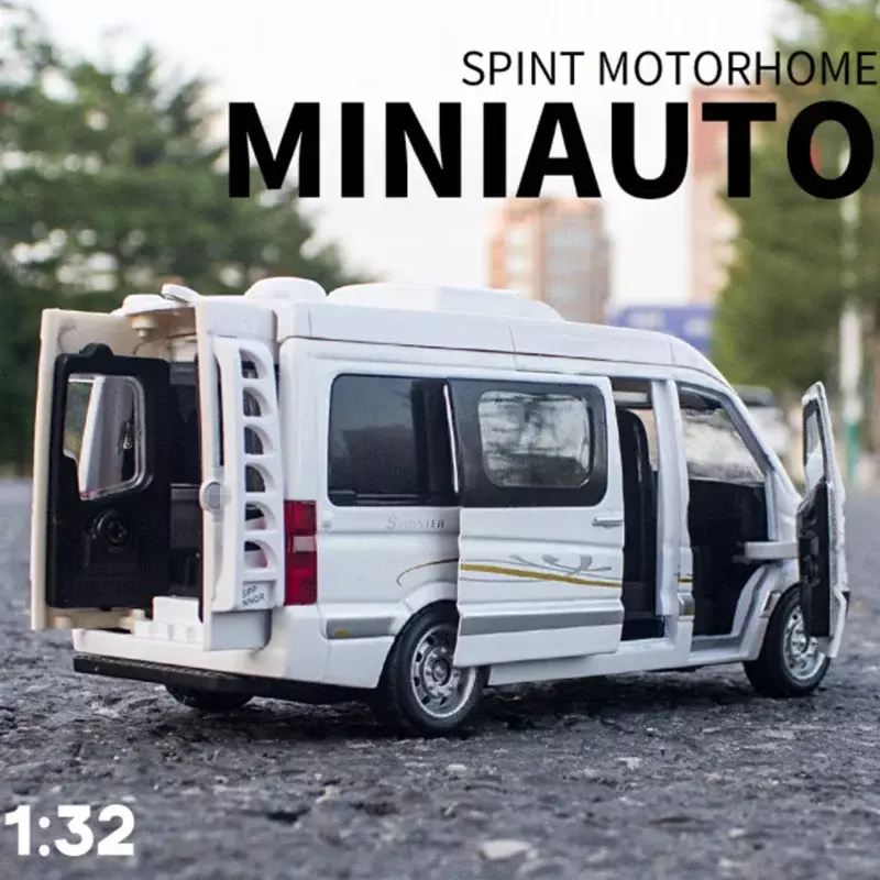 Benz Sprinter-Liga Diecasts Modelo De Carro De Metal Para Crianças, Veículos MPV, Simulação De Som E Luz, Presente De Brinquedo, 1:32