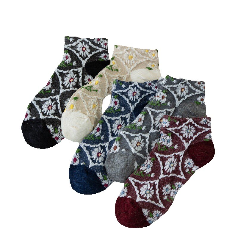 Meias vintage de algodão em relevo para mulheres, estilo escuro, top baixo respirável simples, harajuku, sem comparência, i132