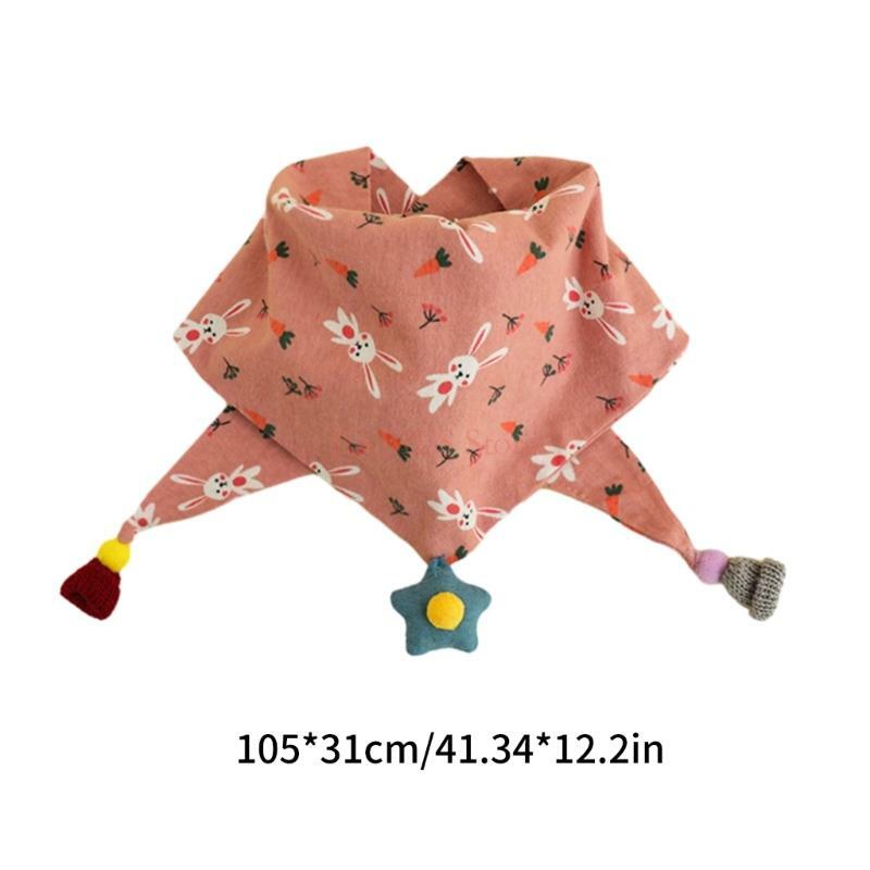 C9GB Cachecol com padrão desenho animado Lenço pescoço versátil para meninos e meninas clima frio