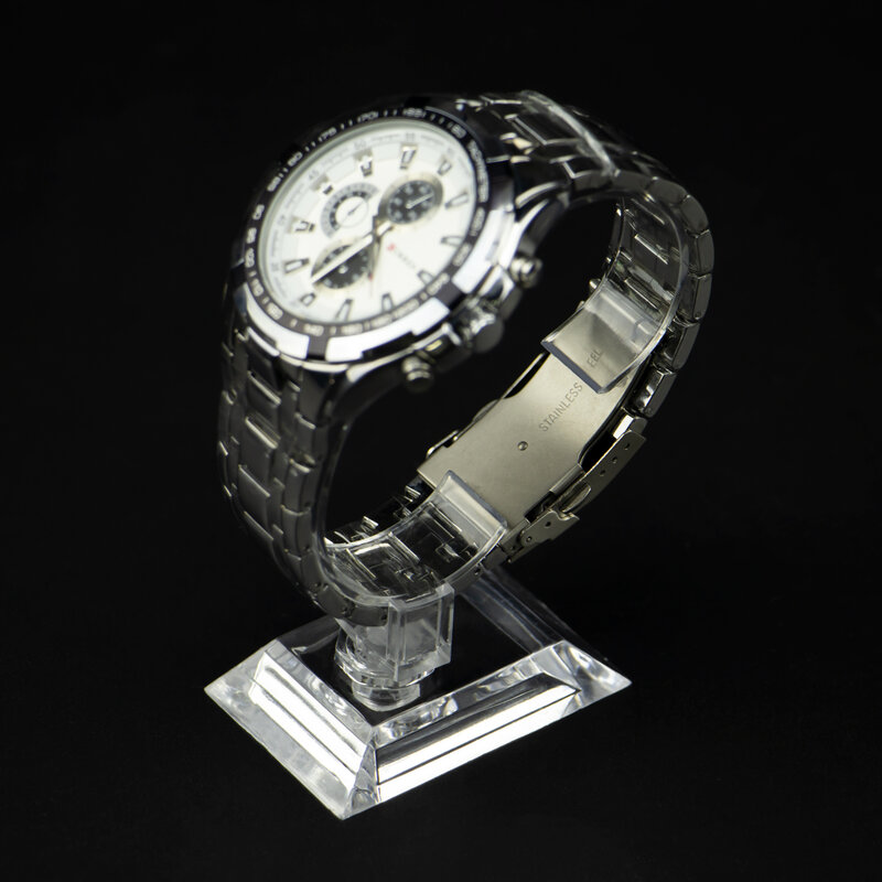 Relógio transparente Display Rack Titular, Stand Case, luxo homem relógio pulseira jóias, pulseira titular, venda, 1pc