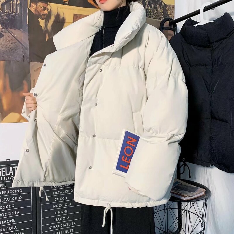 Winter Men Jackets Parkas Streetwear Solid Color Thicken Warm Puffer Jacket Hip Hop Fashion Harajuku Casual Bubble Coats E38