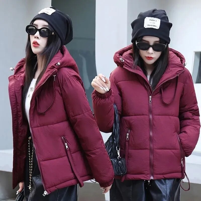 女性の韓国のパーカーコート,厚くて暖かいパーカー,綿のパッド入りコート,冬,2023