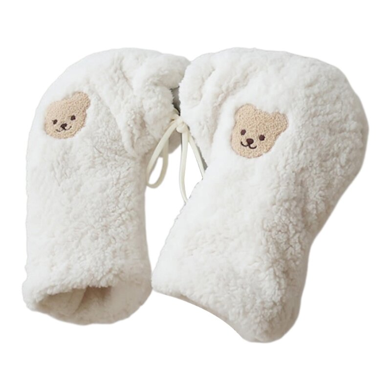 Y1UB-calentador manos para patinete bebé, guantes ligeros con patrón oso a prueba viento, regalo para niños