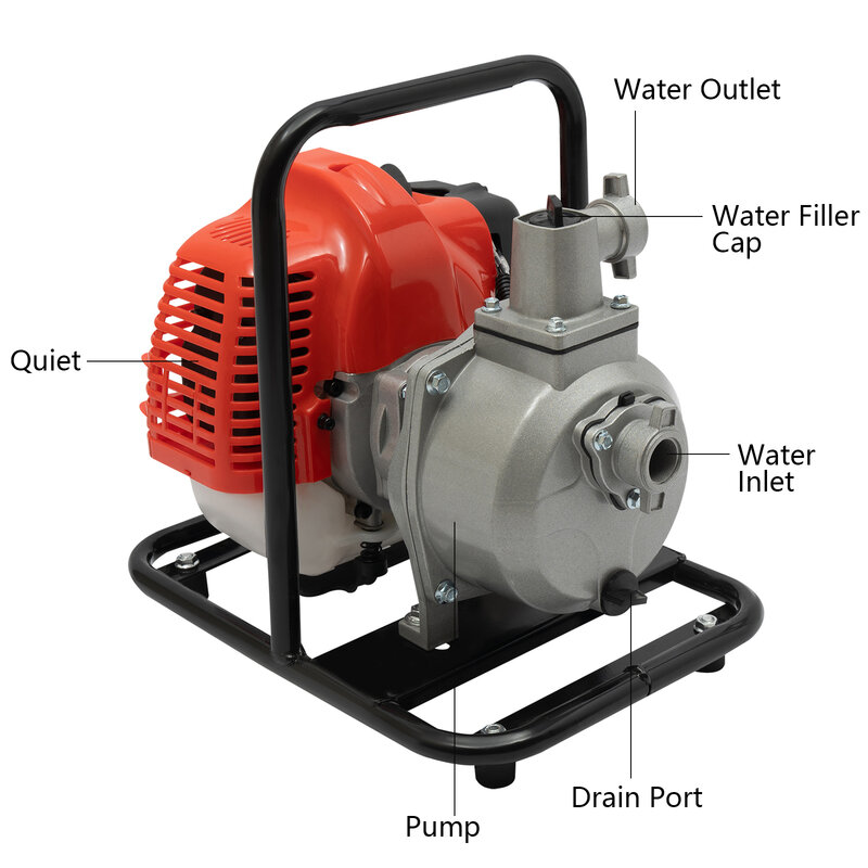 43CC 1.7HP Volume di trasferimento del flusso di benzina attrezzo da giardino irrigazione ad alta pressione Handy Farm Water Pumps